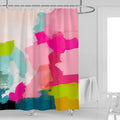 Kikiry Abstract Watercolor Shower Curtain 60W x 72L Pink Teal Colorful Bright Ombre Modern Preppy Minimalist Girls Oil Paint