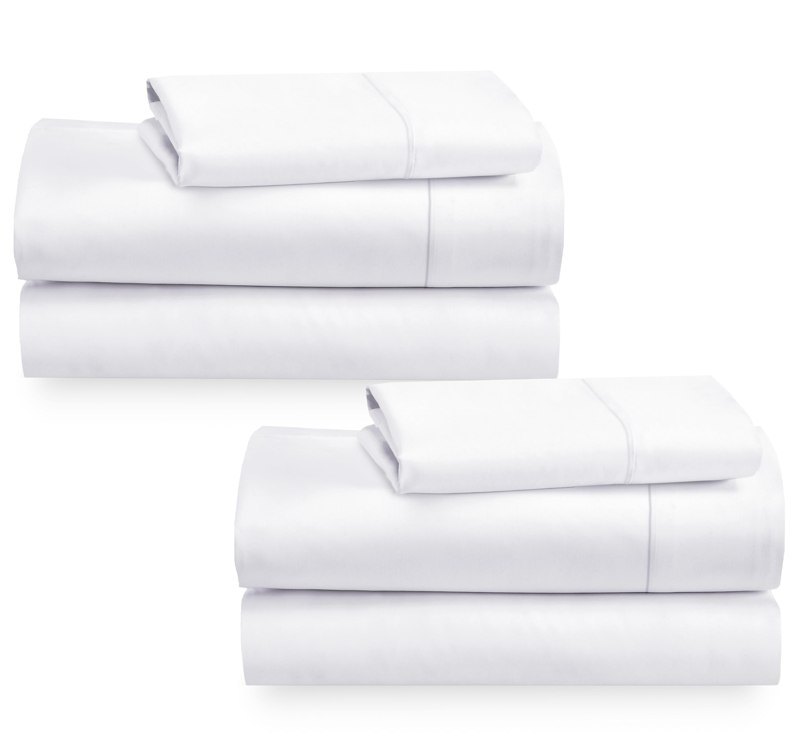 2-Pack Twin Cotton Sheets Sets - 400 Thread Count 100% Cotton Sateen - Extra Soft, Breathable & Cooling Sheets, Wrinkle Resistan