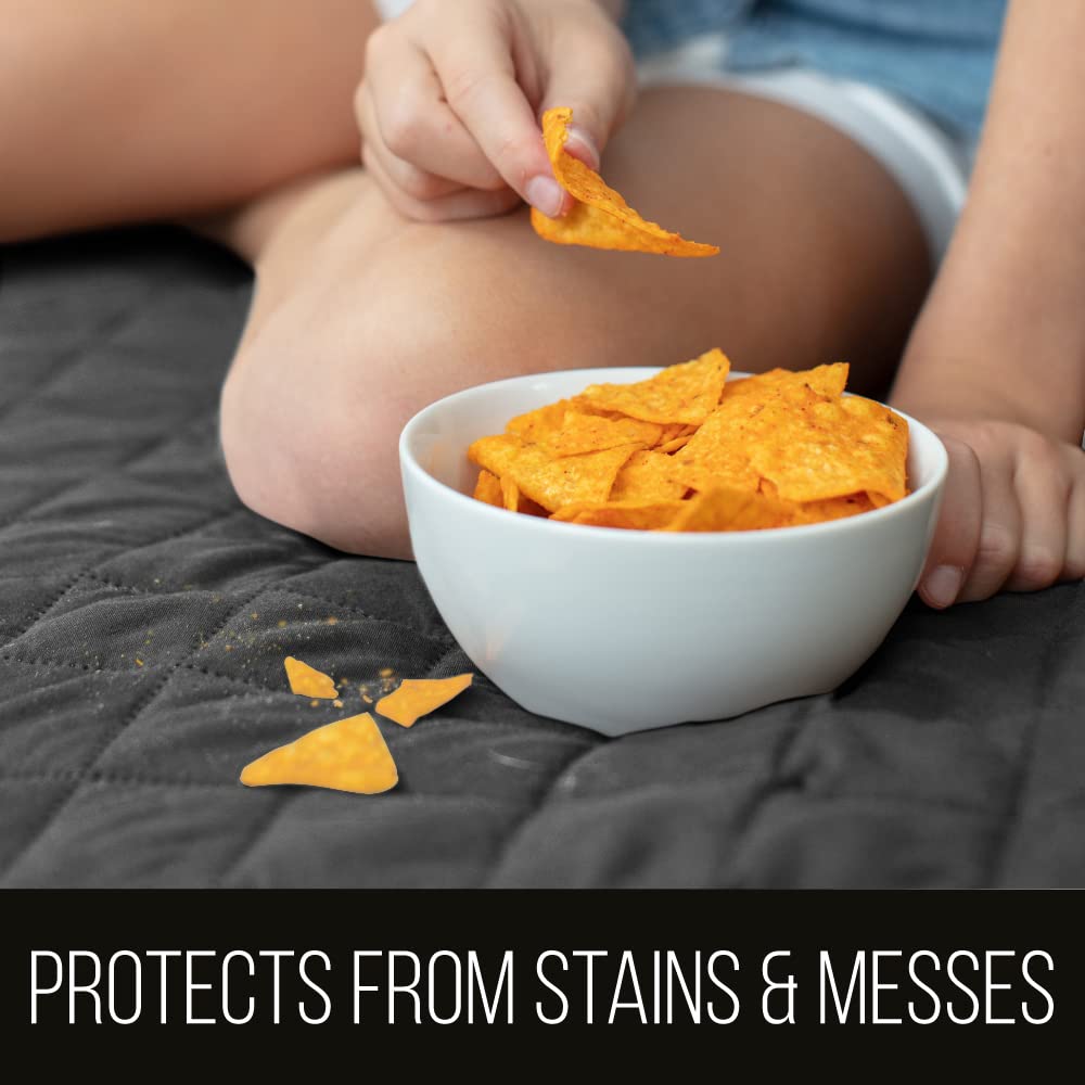 Sofa Shield Patented Couch Slip Cover, Large Cushion Protector, Reversible Stain And Dog Tear Resistant Slipcover, Quilted Microfiber 62” Seat, Washable Covers For Dogs Pets Kids, Charcoal