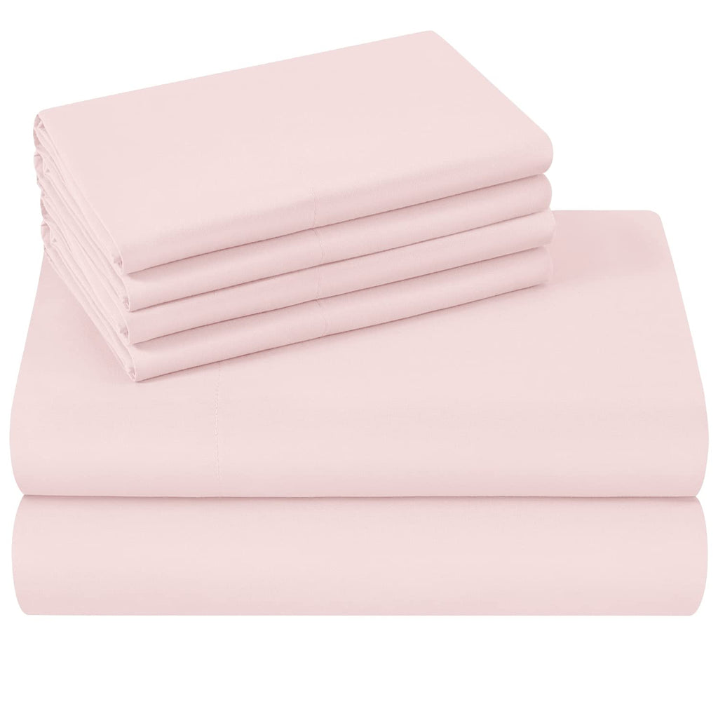 Homeideas Queen Size Bed Sheets - 6 Piece Set (Pale Pink) - Extra Soft Brushed Microfiber 1800 Bedding Sheets, Deep Pocket, Wrin