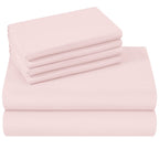 Homeideas Queen Size Bed Sheets - 6 Piece Set (Pale Pink) - Extra Soft Brushed Microfiber 1800 Bedding Sheets, Deep Pocket, Wrin