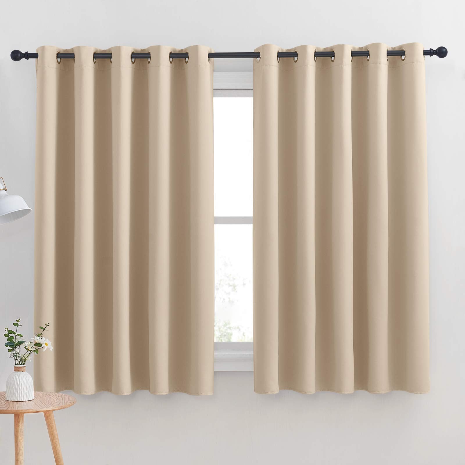 Nicetown Room Darkening Curtain Panels For Cafe, Thermal Insulated Grommet Room Darkening Draperies/Drapes For Window (Biscotti