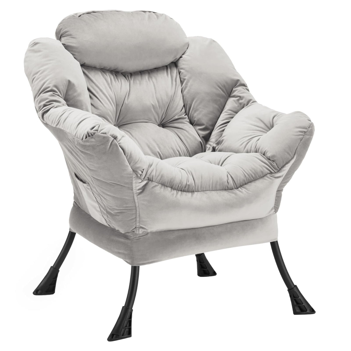 Youtanic Lazy Chair Thick Padded, Accent Chair Velvet Upholstered with Wide Seat, Stable Metal Frame and Non-Slip Pad, Modern So