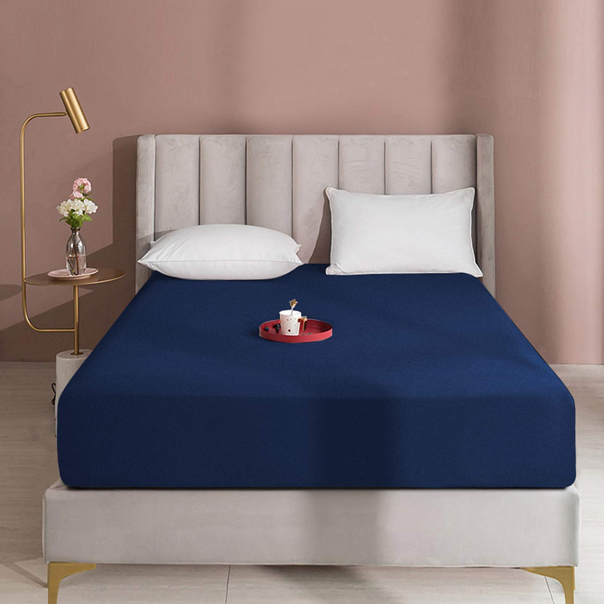 Bedsum Microfiber 15 Inches Deep Pocket King Fitted Bed Sheet Only, 1800 Thread Count Luxury Premium Wrinkle Fade Stain Resistan