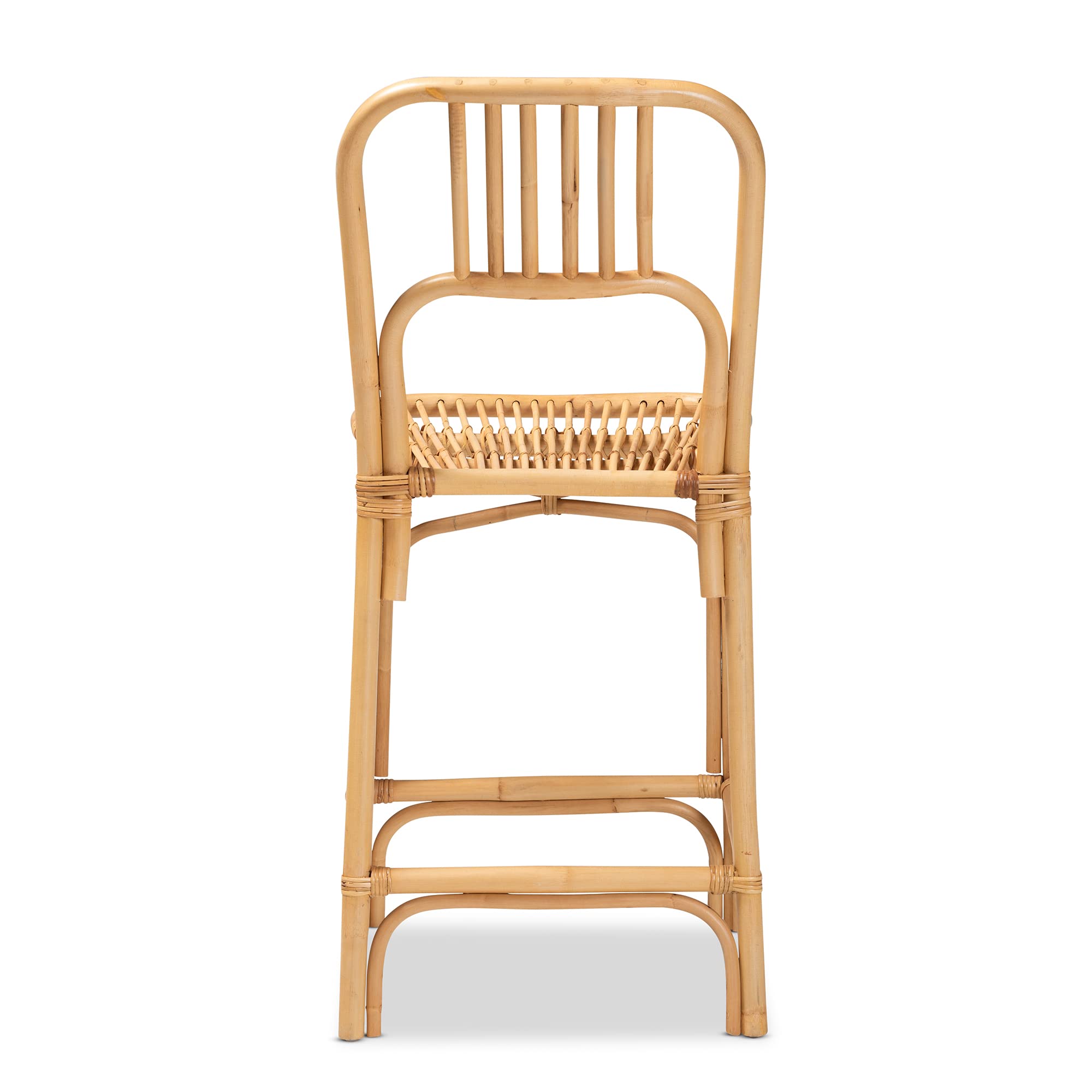 Baxton Studio Ivora Modern Bohemian Natural Brown Rattan Counter Stool