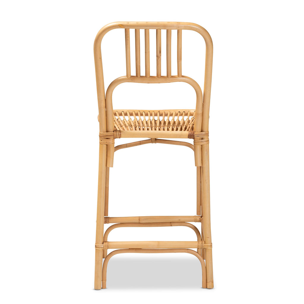 Baxton Studio Ivora Modern Bohemian Natural Brown Rattan Counter Stool