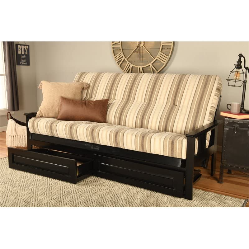 Kodiak Furniture Monterey Black Storage Wood Futon with Parma Gray Mattress