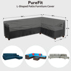Purefit Outdoor Sectional Sofa Cover Waterproof L Shaped Patio Furniture Covers For Deck, Lawn And Backyard, 104”X83” Right Facing, Black