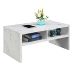 Convenience Concepts Northfield Admiral Deluxe Coffee Table with Shelves, White Faux Marble