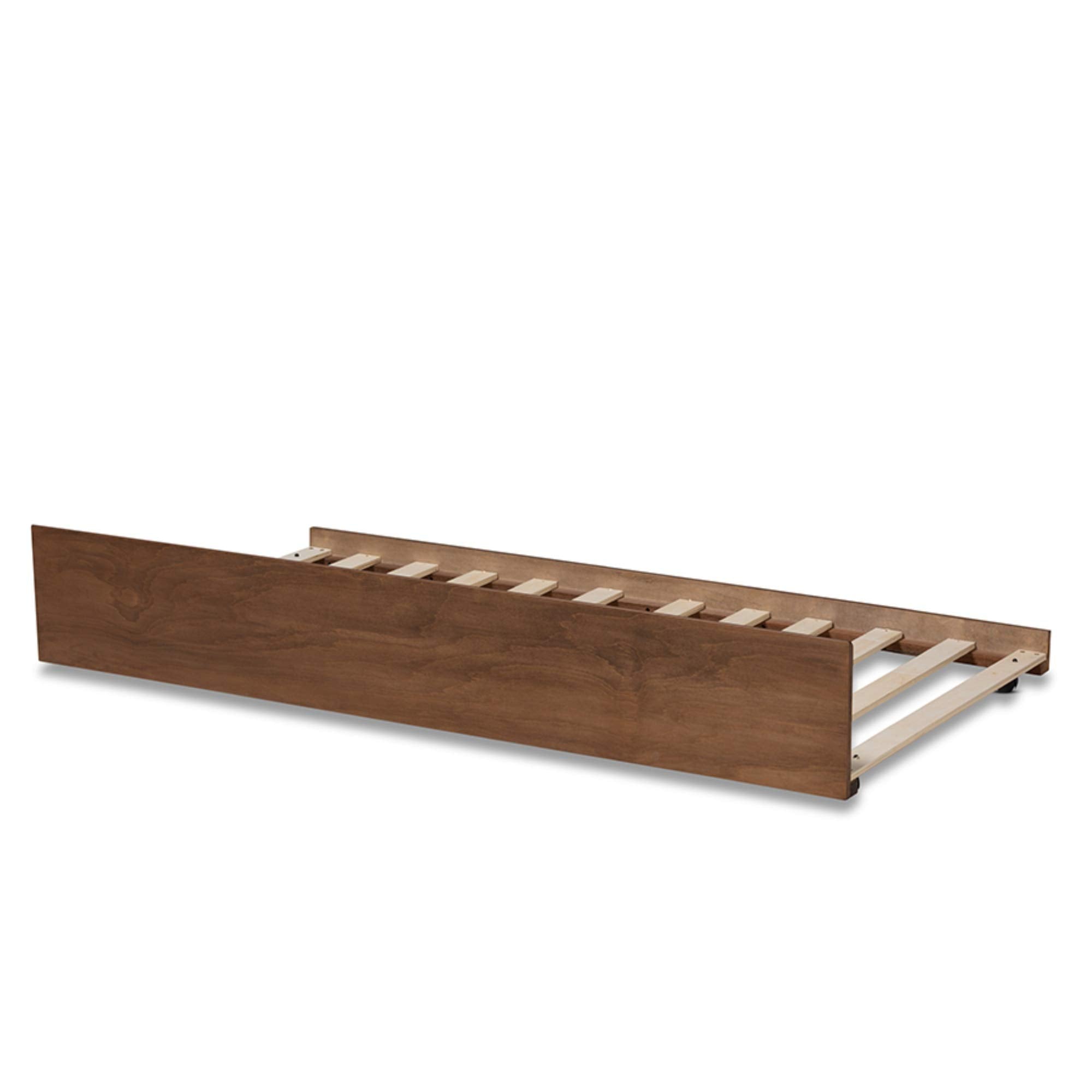 Baxton Studio Midori Modern and Contemporary Transitional Walnut Brown Finished Wood Twin Size Trundle Bed