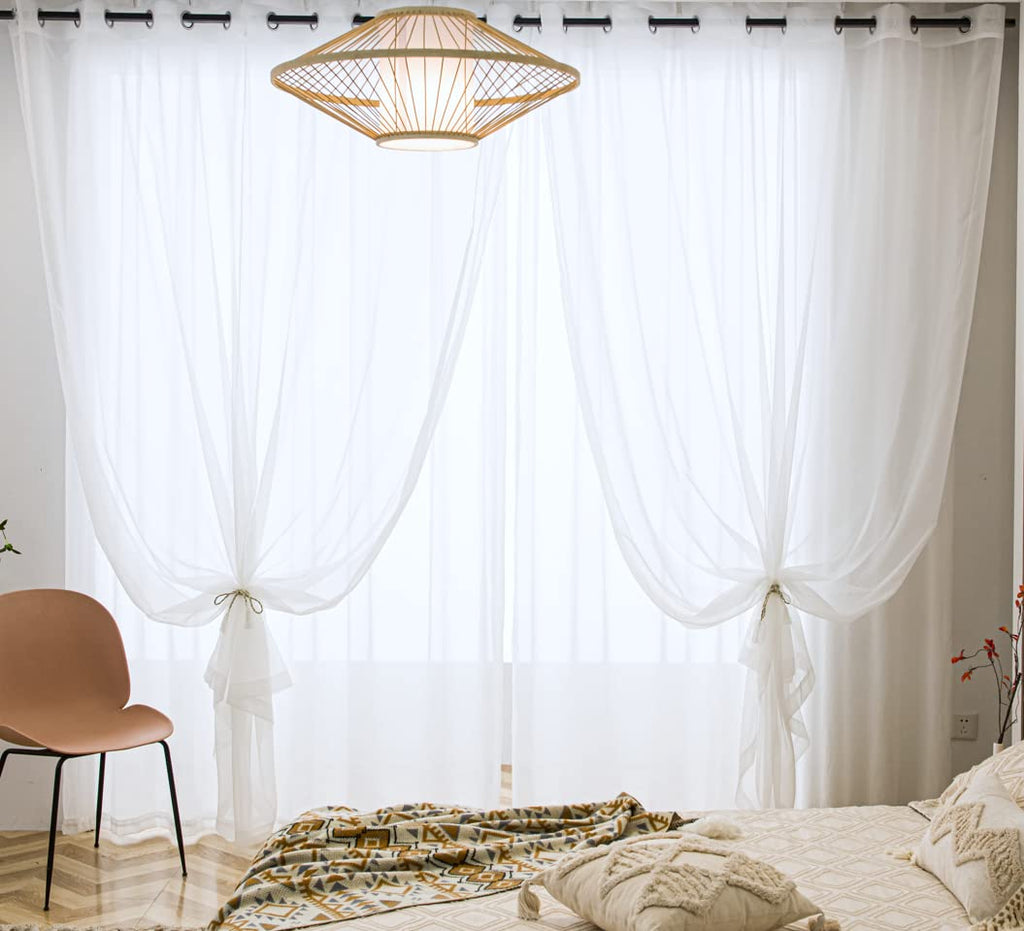 Pi Clear White Sheer Curtain 160 Inches Extra Long With Grommet For Sliding Door/Patio 2 Panels (W52 X L160, Optical White)