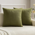 Miulee Pack Of 2 Olive Green Pillow Covers 20X20 Inch Decorative Velvet Throw Pillow Covers Modern Soft Couch Throw Pillows Farm