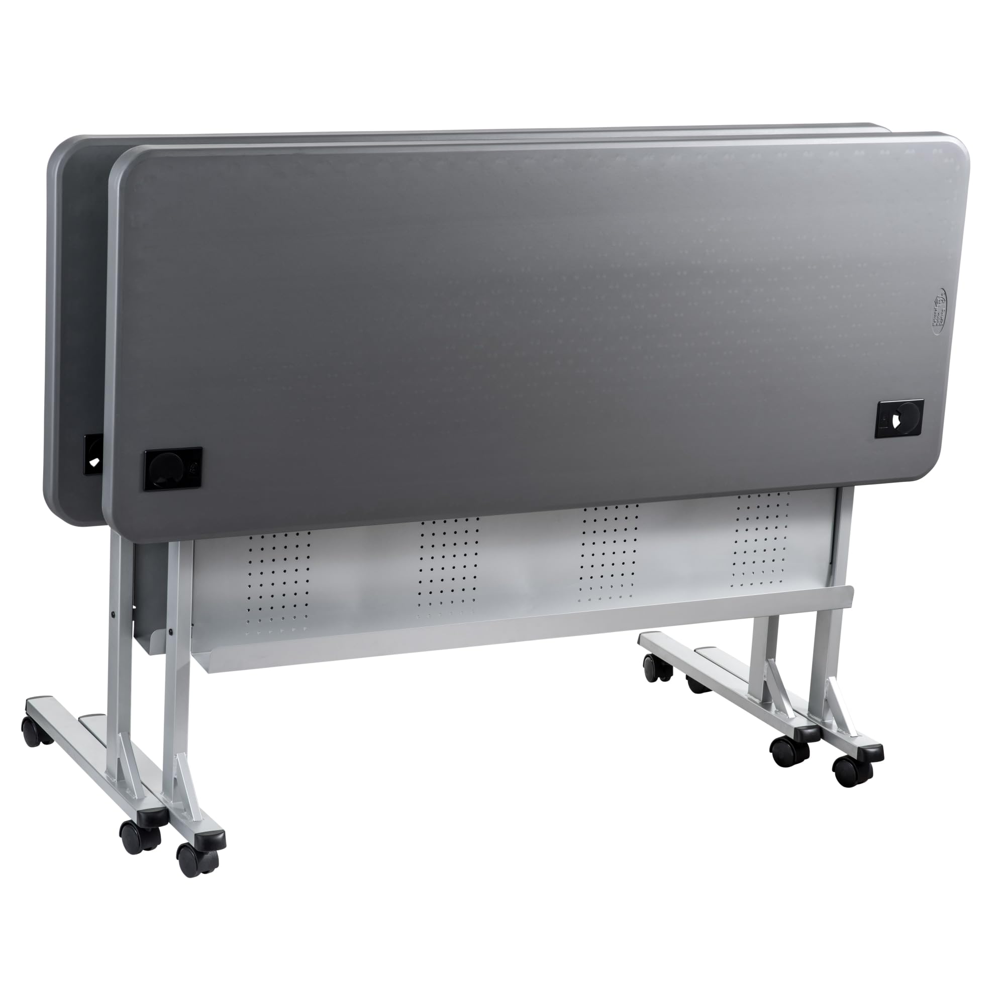 National Public Seating NPS BPFT Series 24x60 Plastic Flip-N-Store Training Table in Charcoal Slate