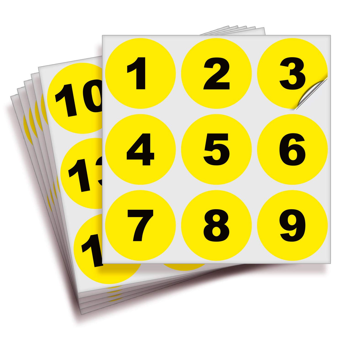 Isyfix Yellow Consecutive Number Stickers - 1 To 50, 2-Inch, 1 Set - Vinyl Self Adhesive Premium Decal, Ideal For Inventory, Sto