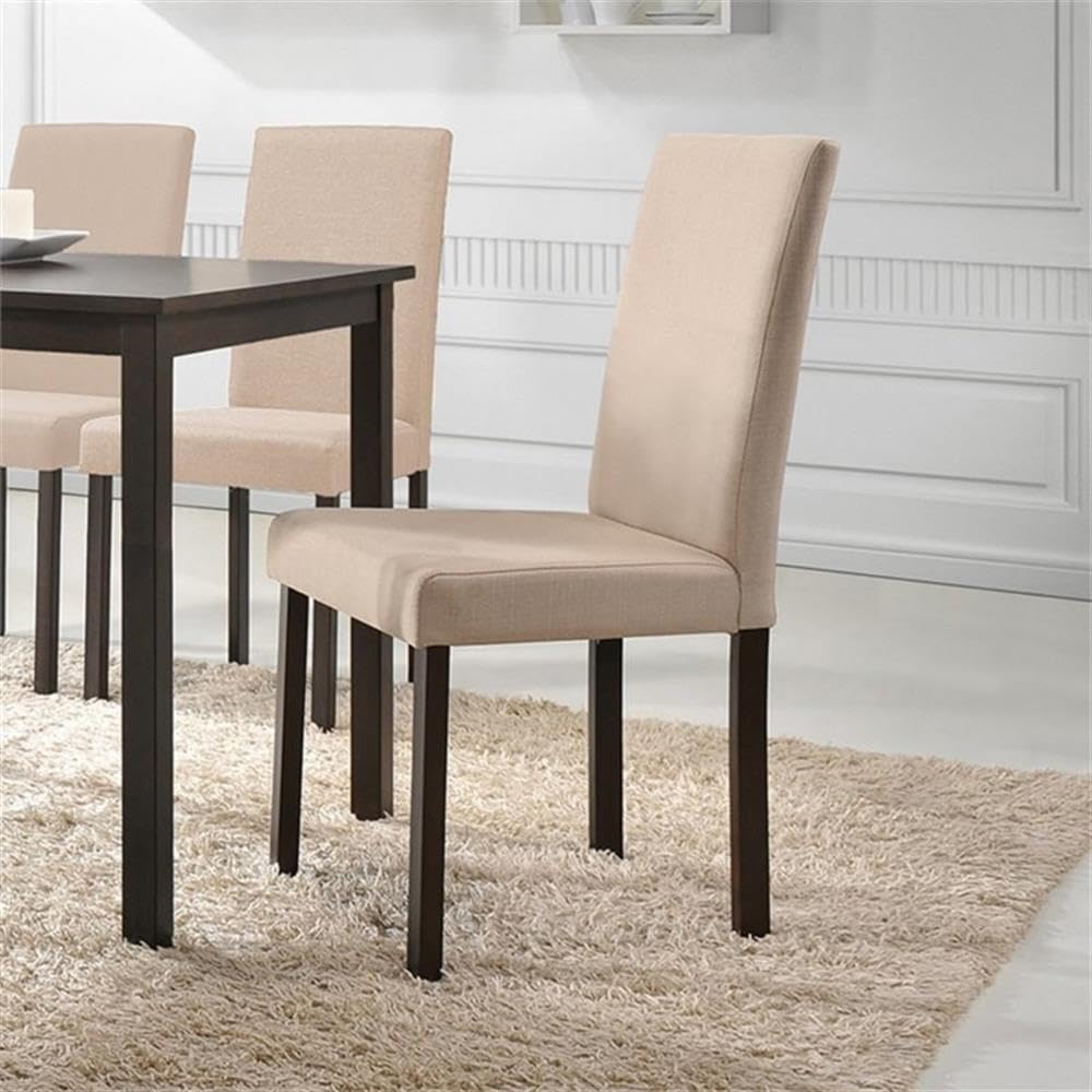 Baxton Studio Andrew Contemporary Espresso Wood And Beige Fabric Dining Chairs (Set Of 2)