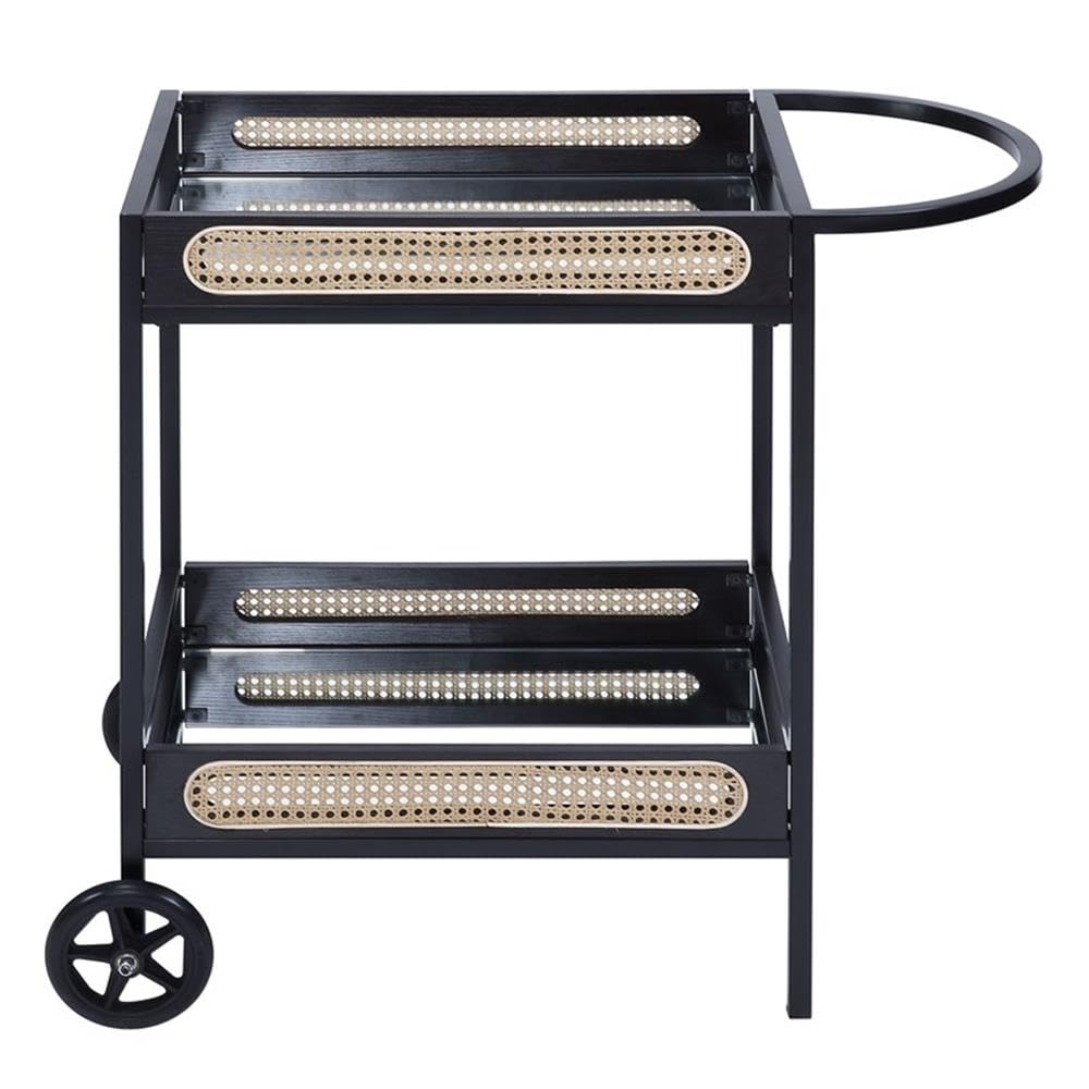Acme Colson 2-Tier Mirrored Shelf Serving Cart with Casters in Black