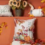 DFXSZ Fall Pillow Covers 20x20 inch Set of 2 Orange White Pumpkin Leaves Outdoor Throw Pillows for Home Couch Autumn Decoration TH27-A20