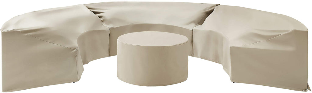 Crosley Furniture Patio Furniture Covers, Waterproof 4-Piece Cover Set for Round Outdoor Sectional, Tan
