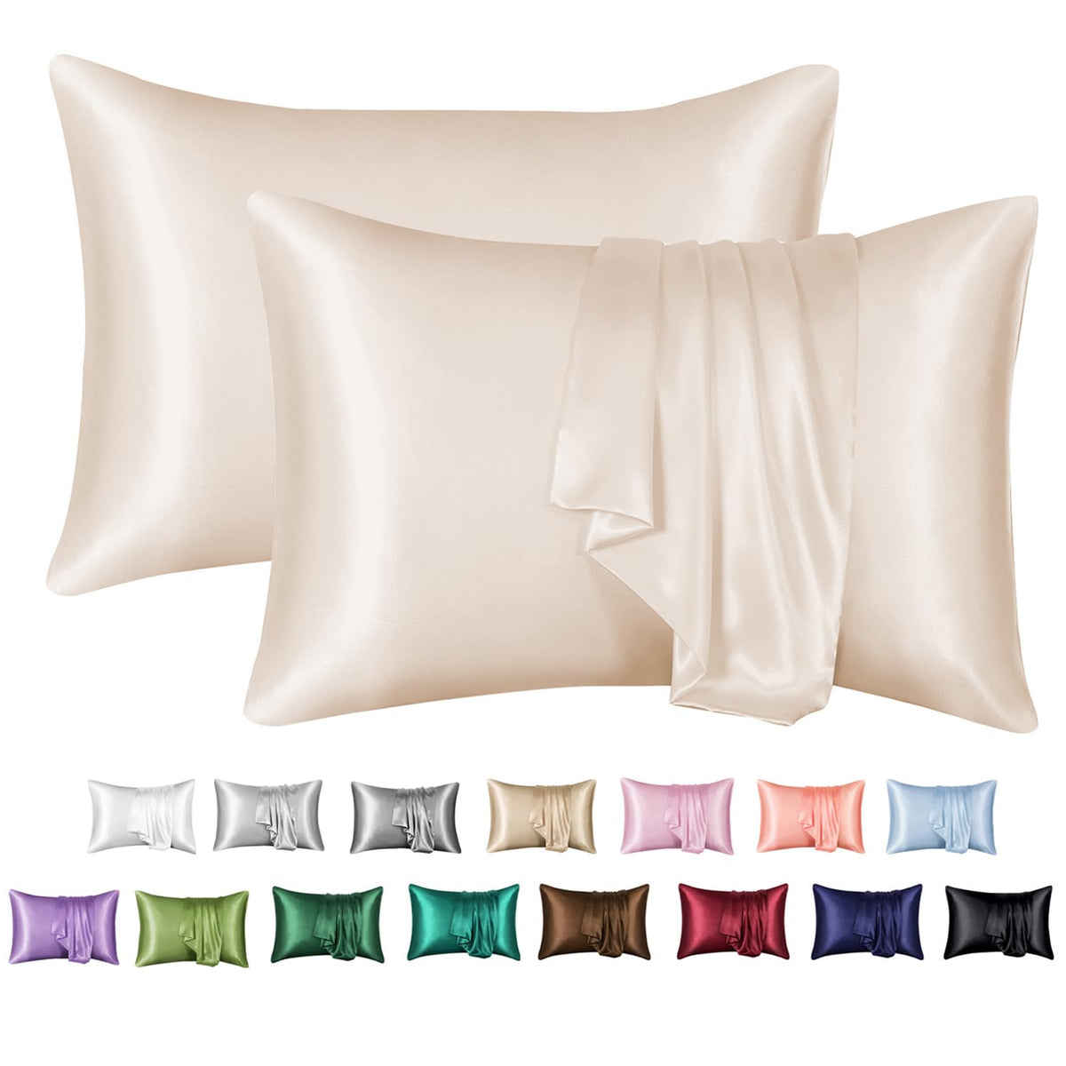 Mr&Hm Satin Pillowcase For Hair And Skin, Silk Satin Pillowcase 2 Pack, King Size Pillow Cases Set Of 2, Silky Pillow Cover With