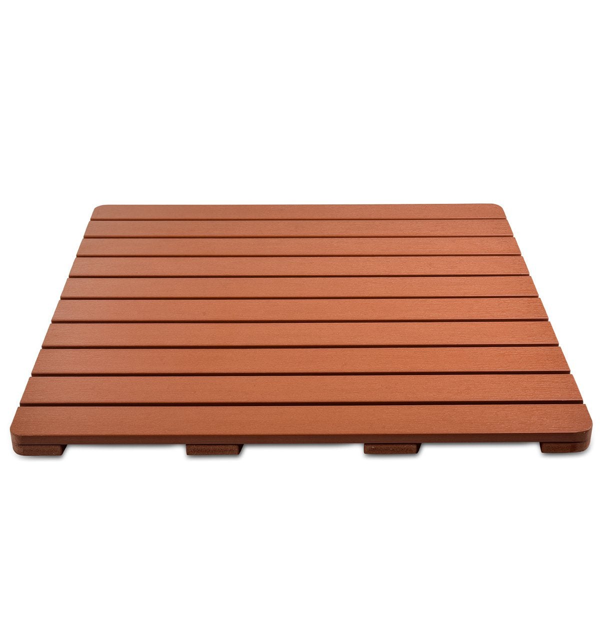 Heavy Duty Large Ps Wood Shower Mat - Non-Slip Bath Floor Mat With Drain Hole - Perfect For Textured & Smooth Surfaces - Durable