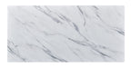 Lilola Home Landon Coffee Table with Glass White Marble Texture Top and Bent Wood Design