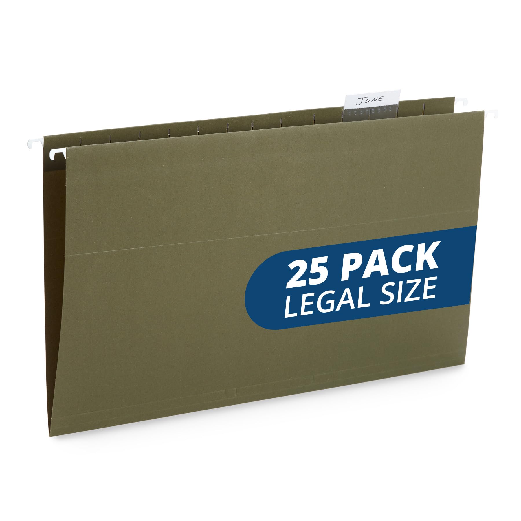 25 Blue Summit Supplies Legal Size Hanging File Folders - Standard Green Hanging File Folders Legal Size, Durable 12Pt Paper Wit
