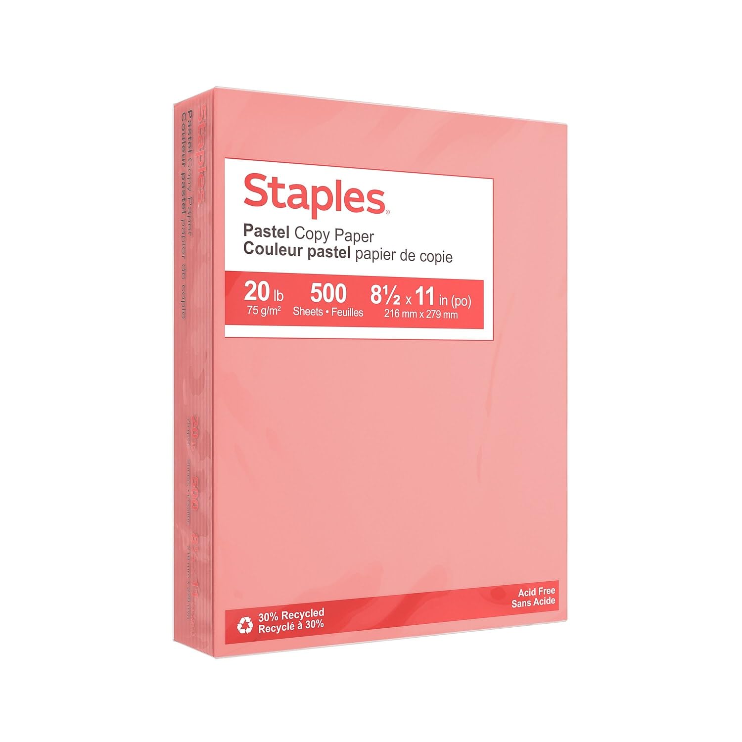 Staples 678824 Pastel Colored Copy Paper 8 1/2-Inch X 11-Inch Salmon 500/Ream (14783)