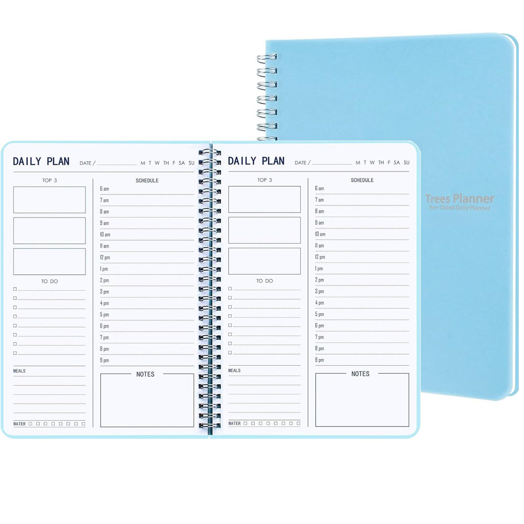 Trees Hourly Daily Planner Undated With To-Do List, Meals, Notes,Appointment Planner Book 10' X 7.3', Flexible Pvc Cover,Twin-