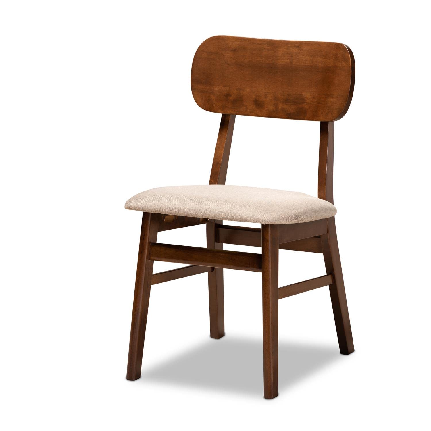 Baxton Studio Euclid Mid-Century Modern Sand Fabric Upholstered and Walnut Brown Finished Wood 5-Piece Dining Set