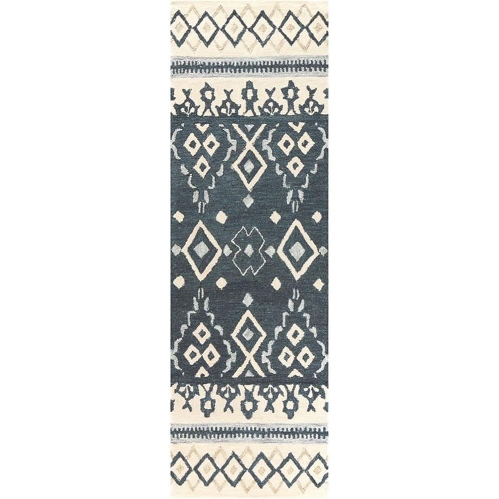 Rizzy Home Alora Decor Lavine 2'6" X 8' Tribal Motif Natural/Gray/Dk Blue/Blue Area Rug