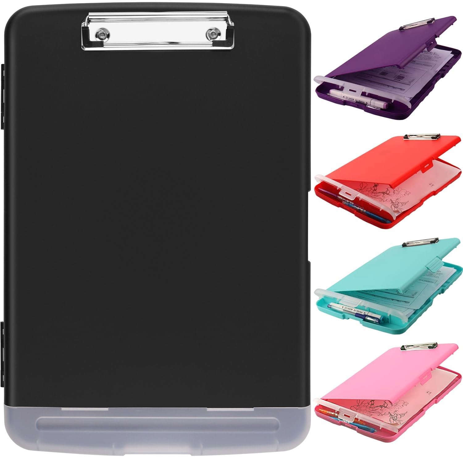 Clipboard With Storage, A4 Binder Clipboards With Pen Holder,Heavy Duty Plastic Storage Clipboard With Low Profile Clip,Nursing