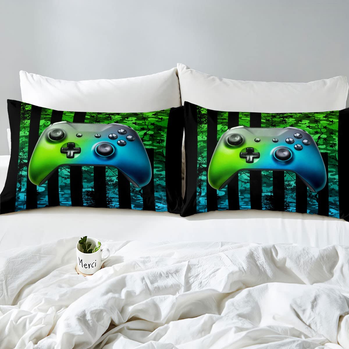 Gamer Bedding Sets For Boys American Flag Comforter Set Twin Size Gaming Comforter Military Camo Retro Down Comforter Kids Game