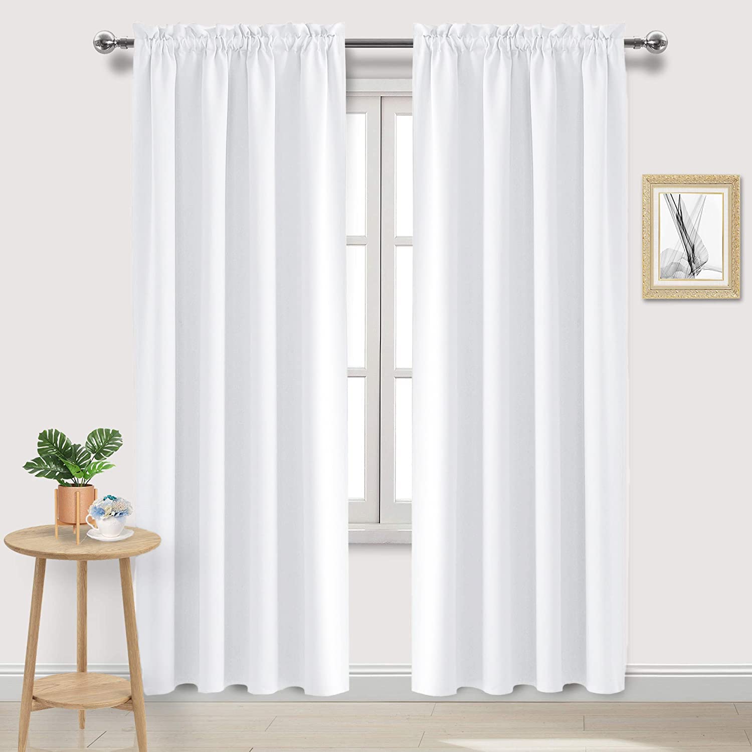 Dwcn White Curtains For Living Room Thermal Insulated, 50% Light Blocking Curtains For Bedroom, Dining Room Window, W 52X L 84 I