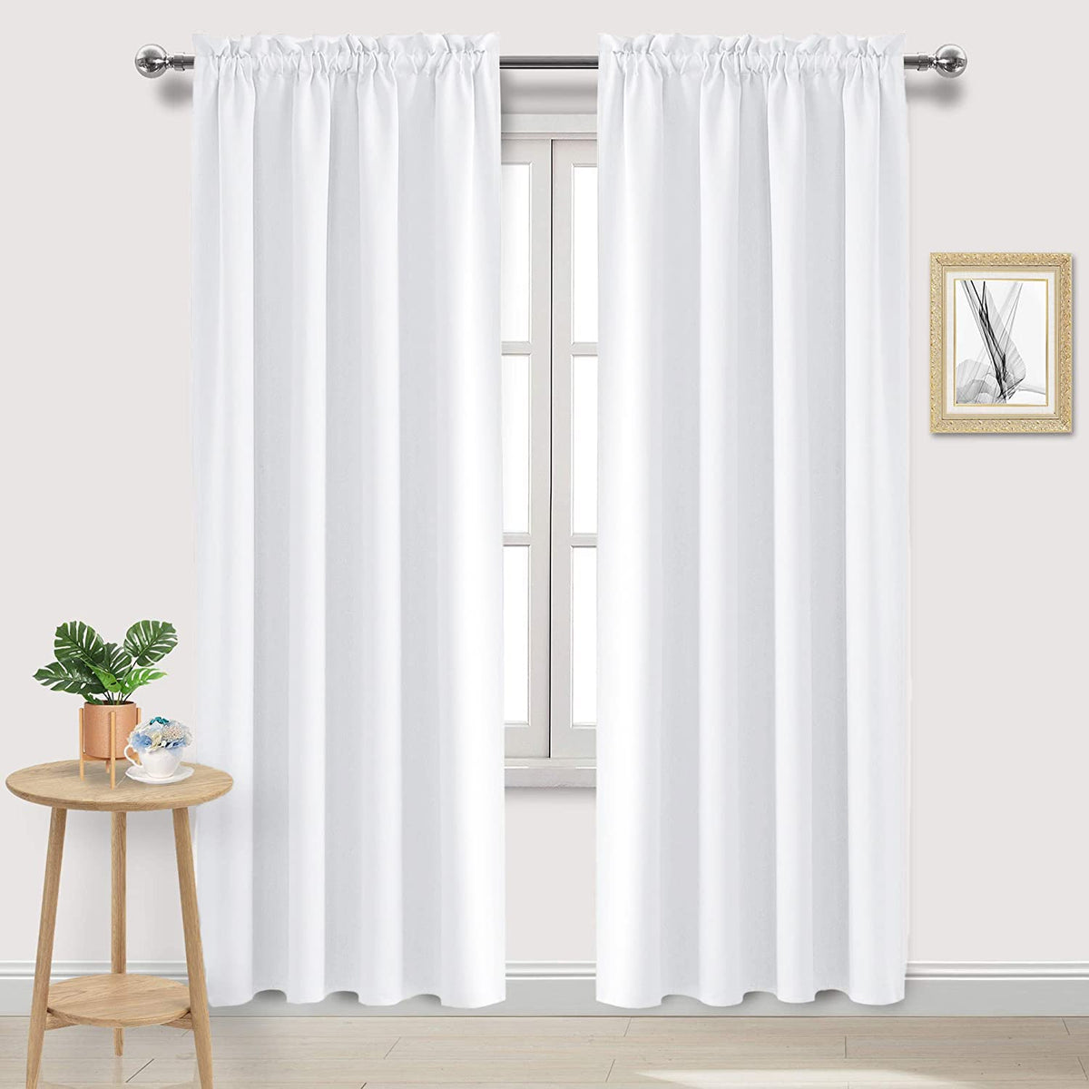 Dwcn White Curtains For Living Room Thermal Insulated, 50% Light Blocking Curtains For Bedroom, Dining Room Window, W 52X L 84 I