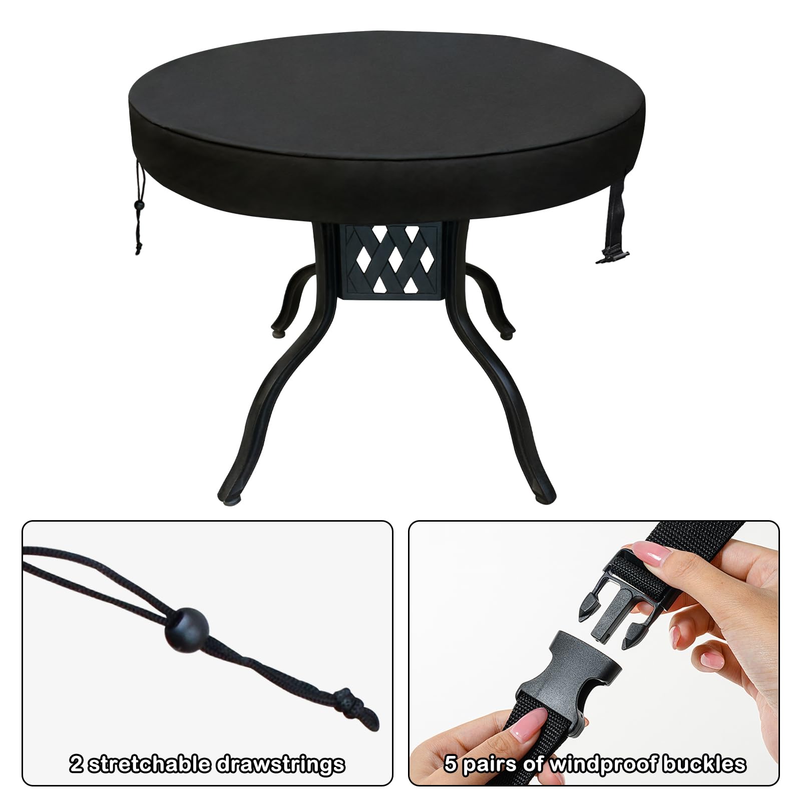 Sunico Outdoor Patio Table Cover Round, Waterproof Outdoor Patio Furniture Cover For Tables 24 Dia 4 H Inch