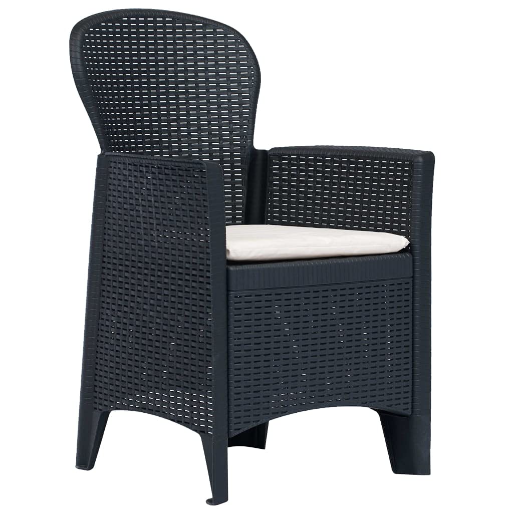 vidaXL Patio Dining Set 7 Piece, Patio Furniture Set, Outdoor Table Set with Chairs, Rattan Chair with Cushions for Garden, Plastic Anthracite