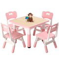 FUNLIO Kids Table and 4 Chairs Set, Height Adjustable Toddler Table and Chair Set for Ages 3-8, Easy to Wipe Arts & Crafts Table