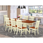 East West Furniture NAWE9-BMK-W 9 Piece Kitchen Table Set Includes a Rectangle Dining Table with Butterfly Leaf and 8 Dining Room Chairs, 40x78 Inch, Buttermilk & Cherry