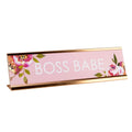 Boss Babe Desk Plate / 2' x 8' Chic Pink Floral Office Desk Sign/Cubicle Name Plate Coworker Present/Made In The USA