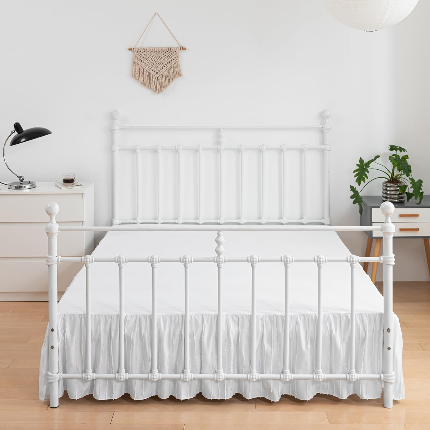 Striped Tufted Bed Skirt Twin Size, Ruffled Bed Skirt With Split Corners, Twin Bed Skirt 18 Inch Drop, Boho Twin Size Bed Skirts