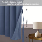 Jiuzhen Short Curtains Kitchen Half Window Blackout Curtains With Tiebacks For Baseroom Shadows, Grommet Curtains For Living Room, Set Of 2 Window Curtain Panels, 42 X 30 Inch Length,Dusty Blue