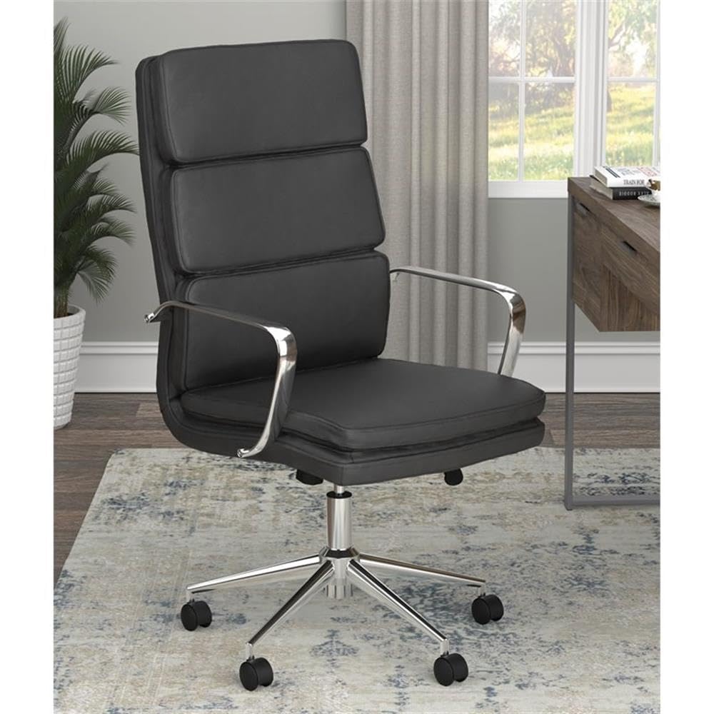 Coaster Home Furnishings High Back Upholstered Office Chair Black and Chrome