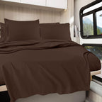 Clara Clark Rv Queen Sheets, 6 Piece Rv Sheets Set - Hotel Luxury Sheets For Rv Bunks, Super Soft Bedding Sheets & Pillowcases, Rv Short Queen Sheets, Chocolate Brown