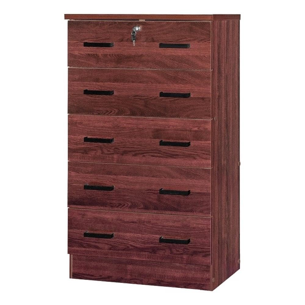 Better Home Products Olivia Super Jumbo 5 Drawer Chest with Metal Gliding Rails (SLD5 Mahogany)