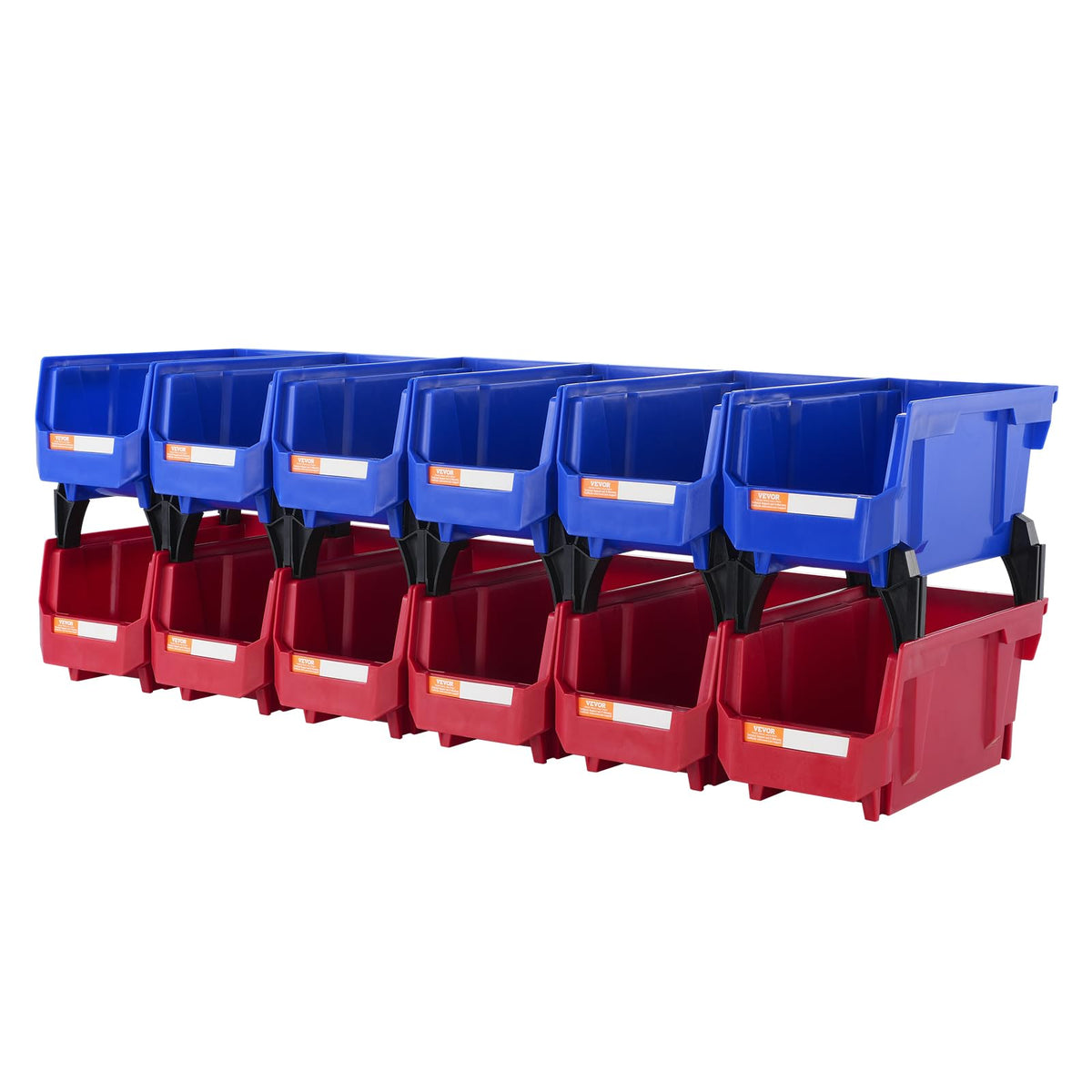 VEVOR Plastic Stackable Storage Bins 12 Pack (11 x 5 x 5-Inch), Hanging Storage Organizer Bins, Heavy Duty Stacking Containers f