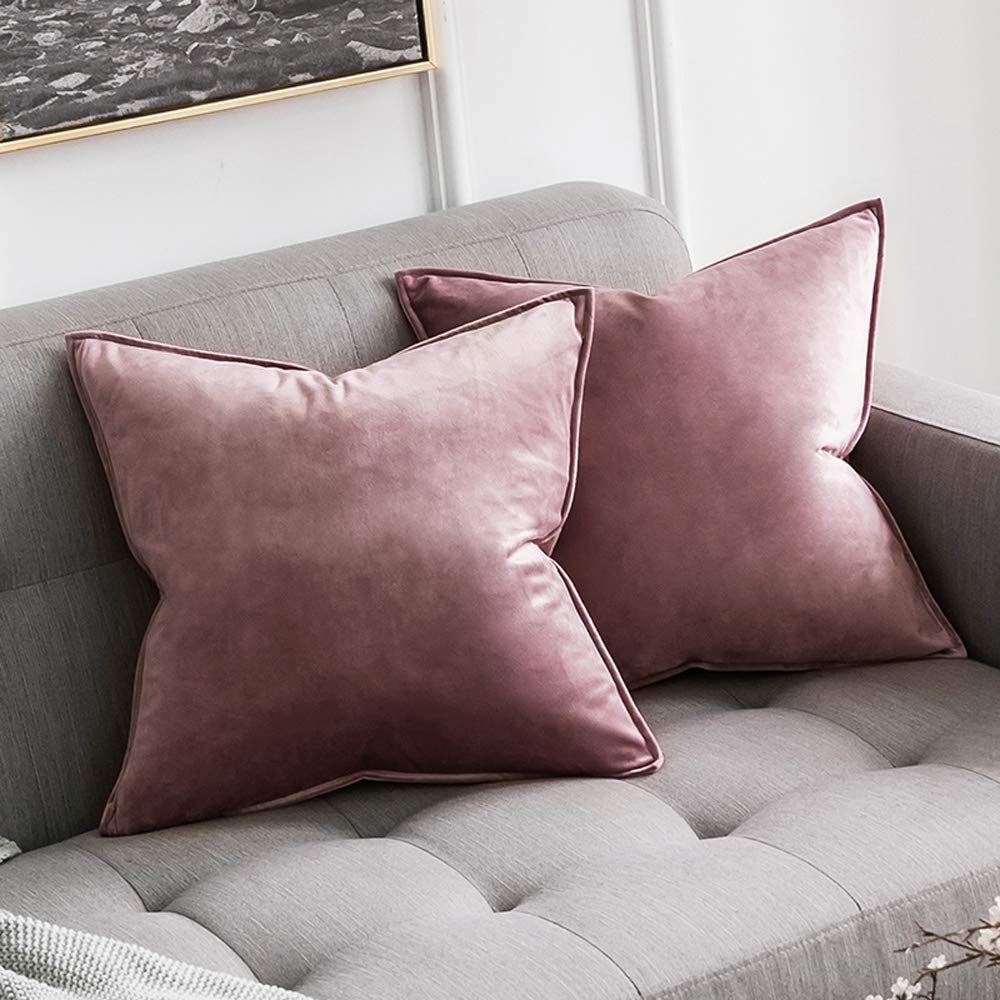 Miulee Pack Of 2 Decorative Velvet Throw Pillow Cover Soft Jam Pillow Cover Soild Square Cushion Case For Sofa Bedroom Car 18X 1