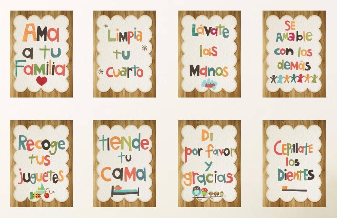 Good Manners 5x7 Wall Cards in Spanish, Nursery Wall Decor, Gender Neutral Kids Art, 5x7 Prints, Childrens Wall Art, Nursery A