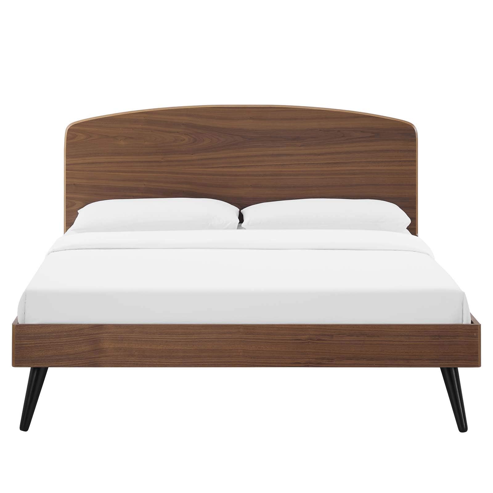 Modway Bronwen Queen Wood Platform Bed In Walnut