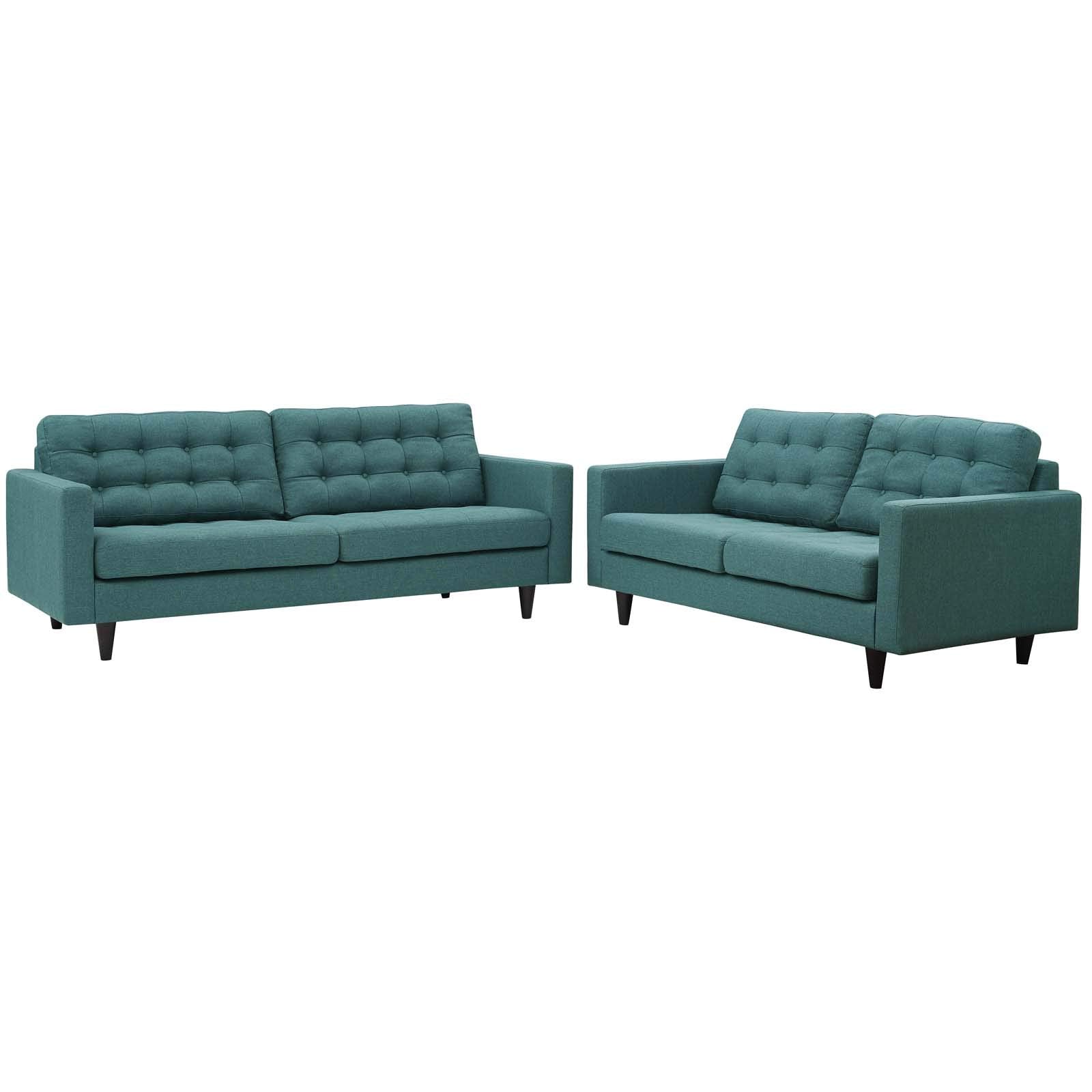 Modway Empress Sofa And Loveseat Set Of 2, Teal