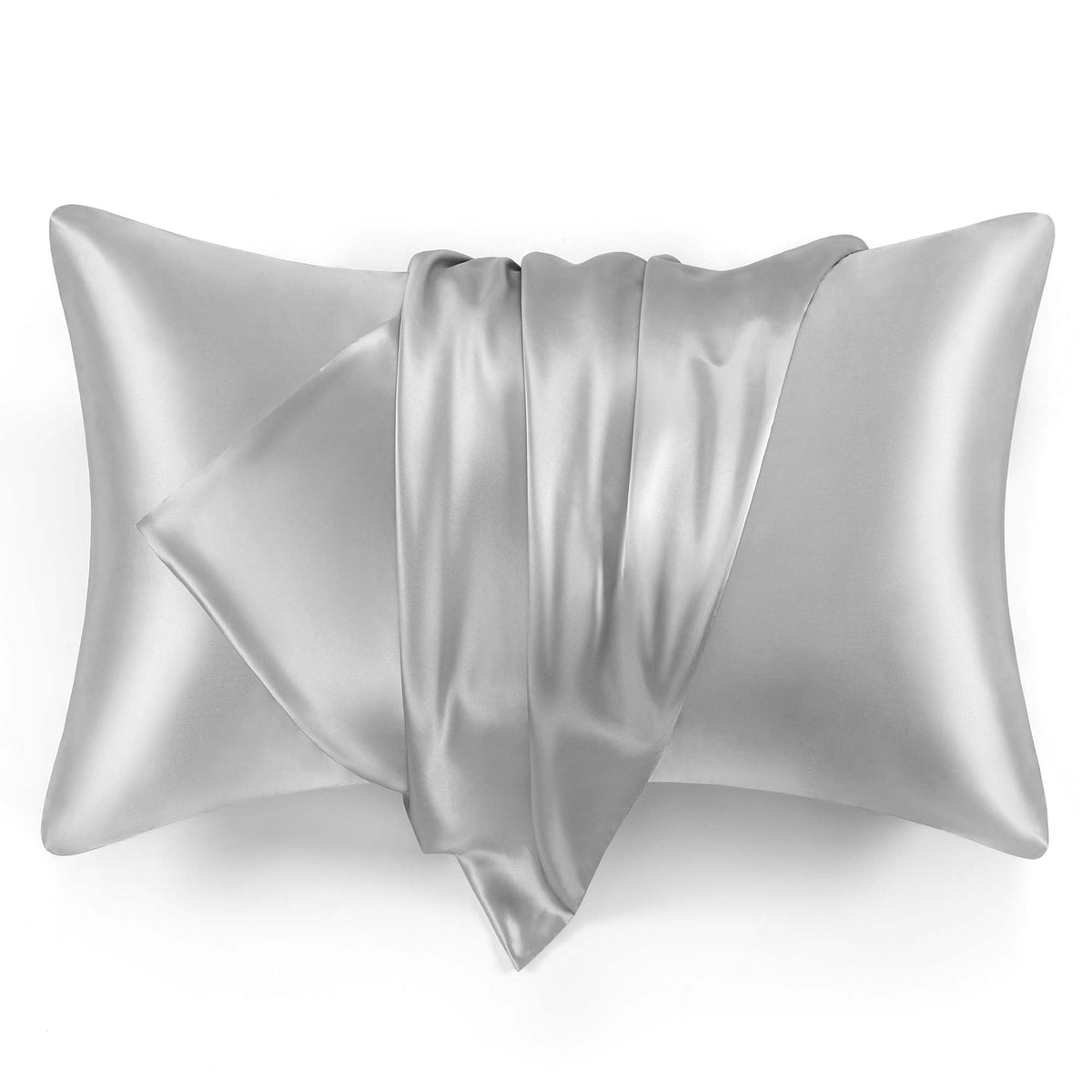 Love'S Cabin Silk Satin Pillowcase For Hair And Skin (Light Grey, 20X30 Inches) Slip Pillow Cases Queen Size Set Of 2 - Satin Co